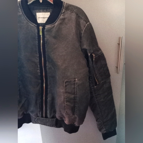 Eleven Paris stonewash Grey Bis Bomber Jacket sz L, Retro, urban - Picture 4 of 7